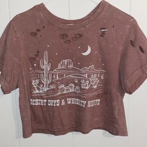 Distress graphic crop top